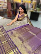 English Grey Vintage kanchi checks  saree SS50159