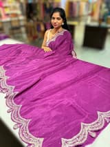 Wine crepe silk saree with scalloped pita border SS50535