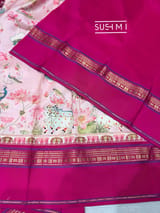 Pastel Pink Pichwai Printed Kanjeevaram Silk Saree