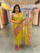 Apple Green Handloom Tissue & Pen kalamkari fusion Saree SS50407