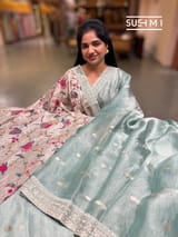 Powder Blue Banarasi Tissue Saree : S62F226