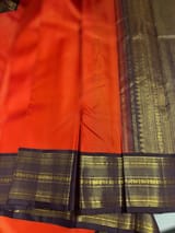 Orange & Dark Brown Combo Vaira Oosi Stripes Vintage Kanjeevaram Saree SS50165