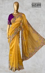 Mango Yellow Mul Tissue stripes saree DSCL041