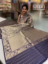 Midnight Blue Banarasi Brocade Katan silk Saree : D62126