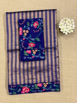 Blue Banarasi Tissue stripes Saree with petite point embroidery SS50215
