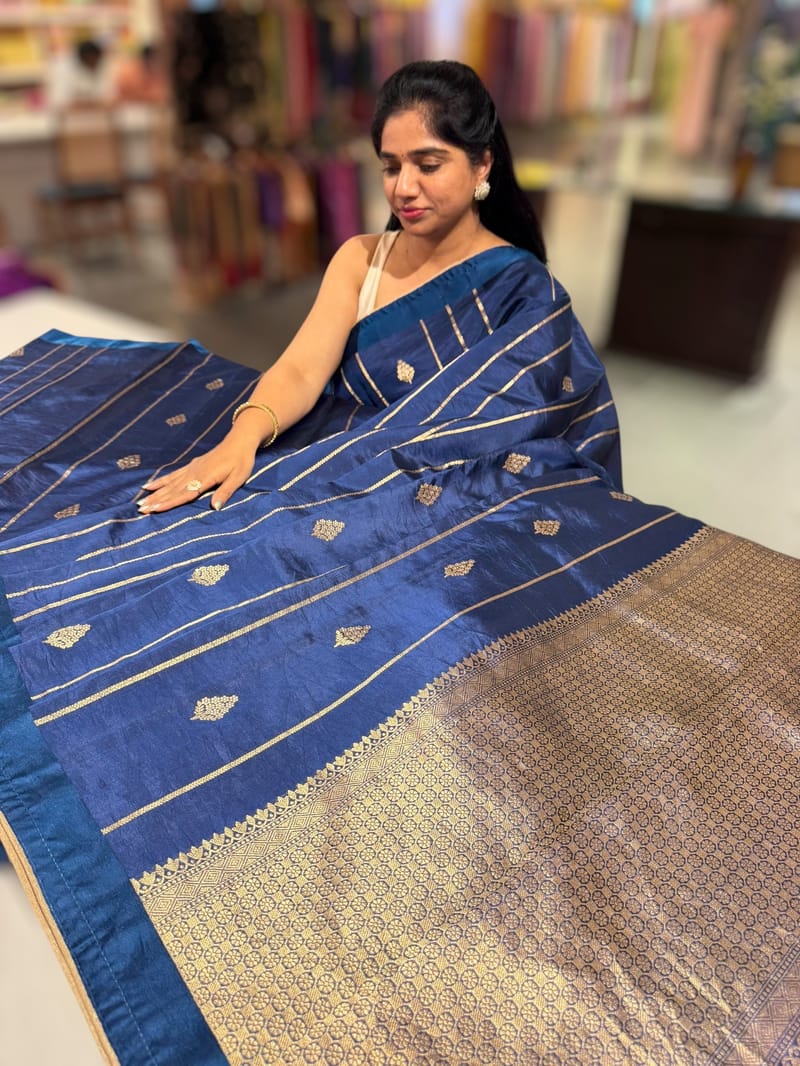 Navy Blue Banarasi Silk Saree SS50534