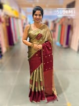 Kora tissue Saree with petite Point embroidery : S62101