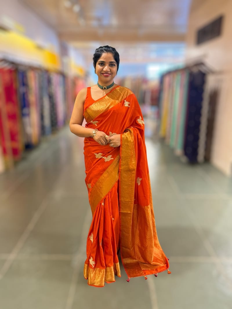 Orange Kanchi Soft Drape Saree SS50199