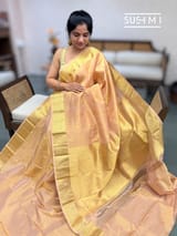 Peach Kanjeevaram Tissue Saree