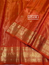Vibrant Orange Vaira Oosi stripes Vintage kanjeevaram Saree