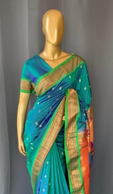 Peacock Blue Pure handloom yeola pythani Saree