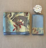 Mul silk tissue stripes handloom saree with handpainting