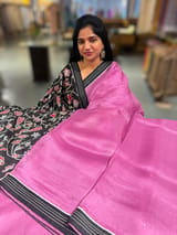Rose Pink Organza Saree with embroidered blouse SS50273