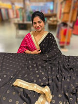 Black Georgette Saree with badla sequence motifs : S62F078