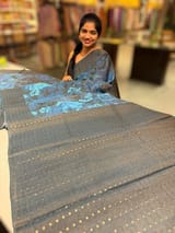 Elephant Grey Printed Tussar Tissue Saree. SS50450