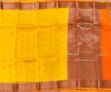 Yellow & Orange Combo Pure Handloom premium Kora Banarasi Saree with meenakari border