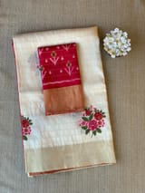 Ivory Kanchi Soft Silk Saree with embroidery SS50129