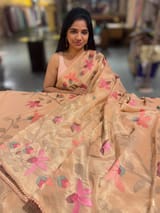 Peach Tissue georgette saree with embroidery SS50401