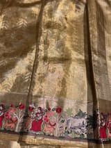 Gold Kanjeevaram Saree with Village Theme Embroidery SS50198