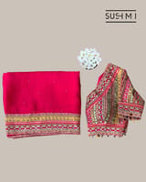 Bright Pink Designer Organza saree SS50247