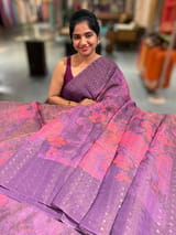 Wine Printed Tussar Tissue Saree SS50451