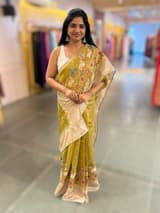 Lime Green Designer Tissue Saree SS50202