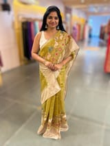 Lime Green Designer Tissue Saree SS50202