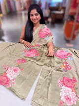 Designer Chinnon & Satin Fusion Saree