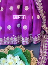 Purple Banarasi Silk Saree with Handwork D62F001