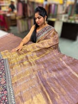 Mauve Tissue checks Saree with sabhyasachi borders
