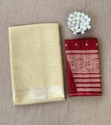 Pastel Yellow Banarasi kora Saree