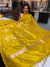 Lime yellow Designer Ektara Banarasi Silk Saree