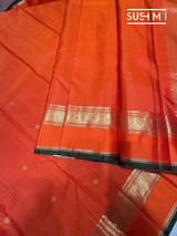 Orange Vaira Oosi Checks Vintage kanjeevaram Saree