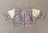 Majenta Ikkath patola saree with madhubani hand painting