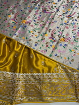 Mustard Pure Mashru Satin Saree with embroidery SS5018