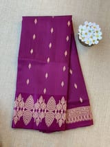 Wine Poona Silk Saree with heavy weaving open Mashru border