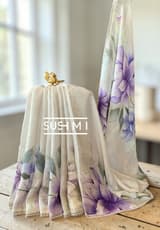 Floral printed handloom lenin saree