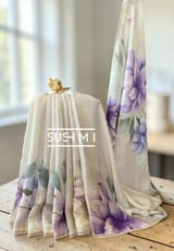 Floral printed handloom lenin saree