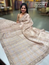 Dusty mauve champagne banarasi checks tissue