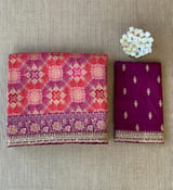 orangish Red & Wine Banarasi bandhini georgette