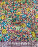 Wine kora Muslin Tissue fusion saree SS50204