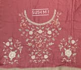 Brick Red Pure Organza Saree with heavy intricate Handwork DSCL044