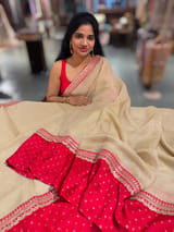 Watergold Crush Tissue Saree with Bandhini & Sabhya borders SS50397