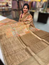 Olive Printed Banarasi Tussar