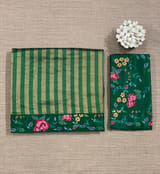 Emerald Green Banarasi Tissue stripes Saree with petite point embroidery SS50213