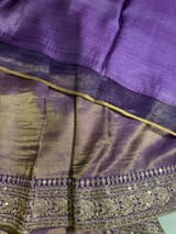 Purple kora Muslin Tissue fusion saree SS50206