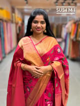 Reddish Pink Kanchi Soft Silk Saree with embroidery : S62F173