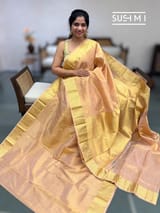 Peach Kanjeevaram Tissue Saree