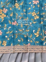 Dusty Blue  Banarasi tonchoi with pen kalamkari Blouse : D62F026