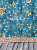 Dusty Blue  Banarasi tonchoi with pen kalamkari Blouse : D62F026